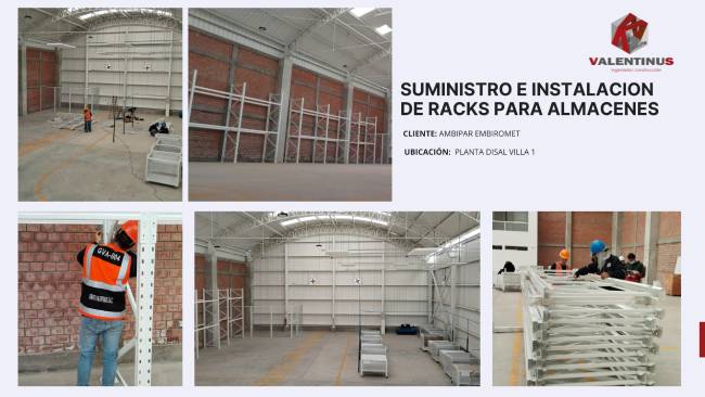Suministro de instalación de racks para almacenes